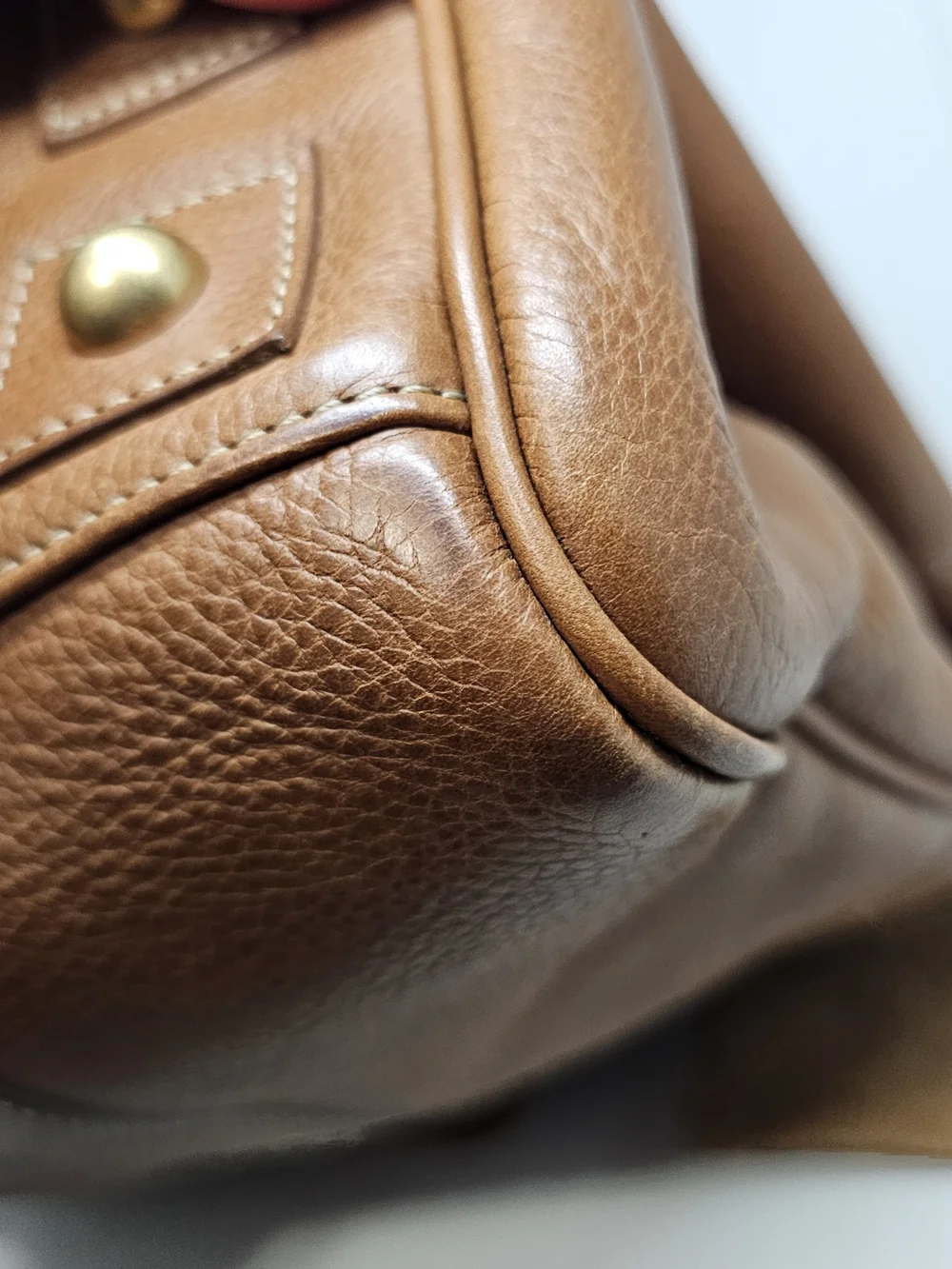 Mulberry Brown Leather Duffel Bag with Gold Hardware